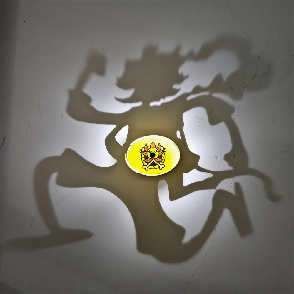 Pirate captain silhouette shadow lamp glowing on wall